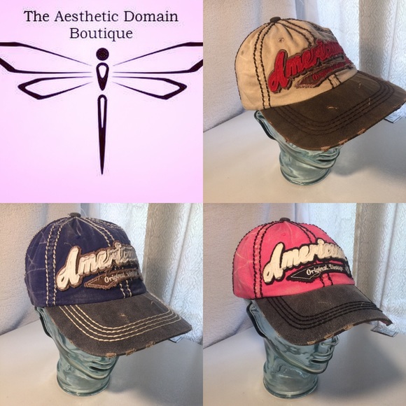 Pink "Americana" Caps w/ Black Stitching - Picture 12 of 12